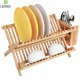 Bamboo Folding Drainer Dish Drying Rack with Utensils Holder