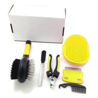 6 In 1 Professional Pet Accessories Travel Grooming Kit Box Dog Brush Comb Nail Scissors For Puppy Cats Rabbits